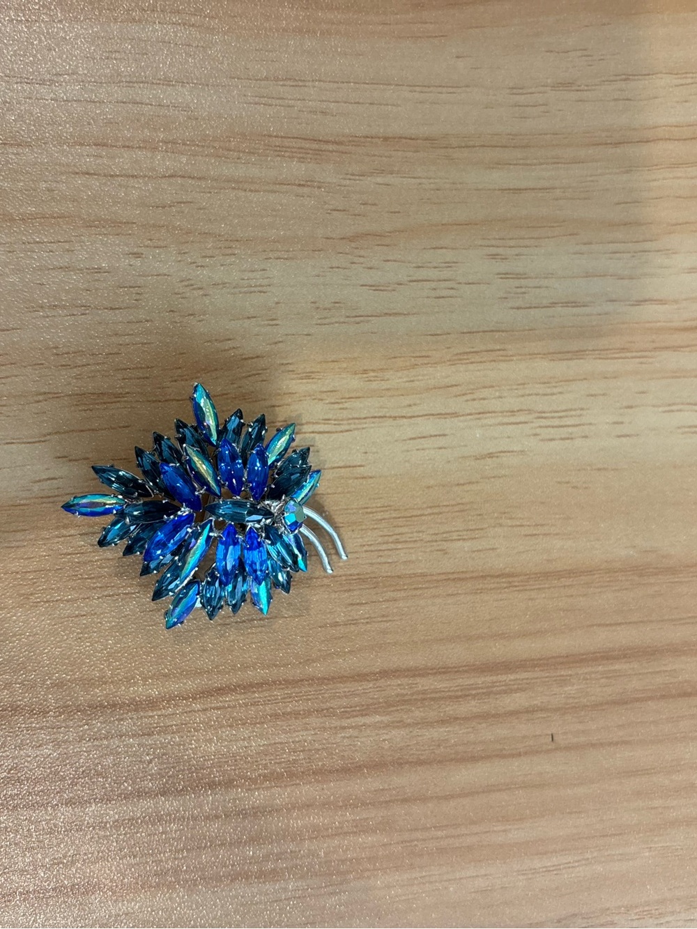 Vintage Czechoslovakian Blue and Silver Brooch